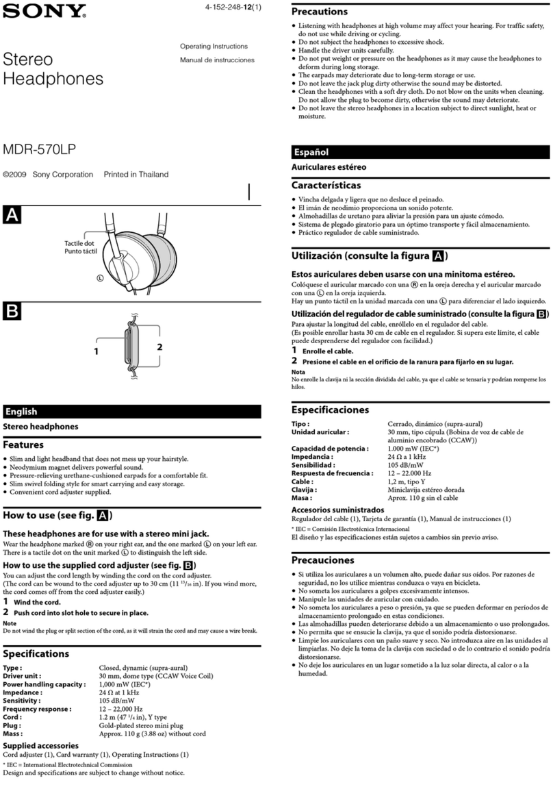 Sony MDR-570LP operating instructions