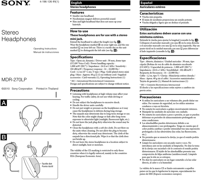 Sony MDR-270LP operating instructions