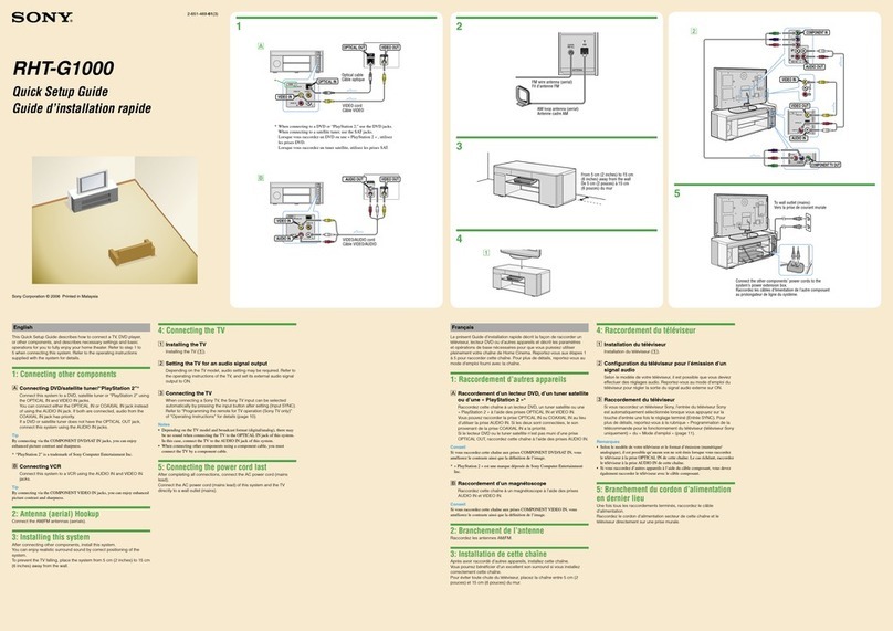 Sony RHT-G1000 - Home Theater Built-in Sound Rack... Quick setup guide