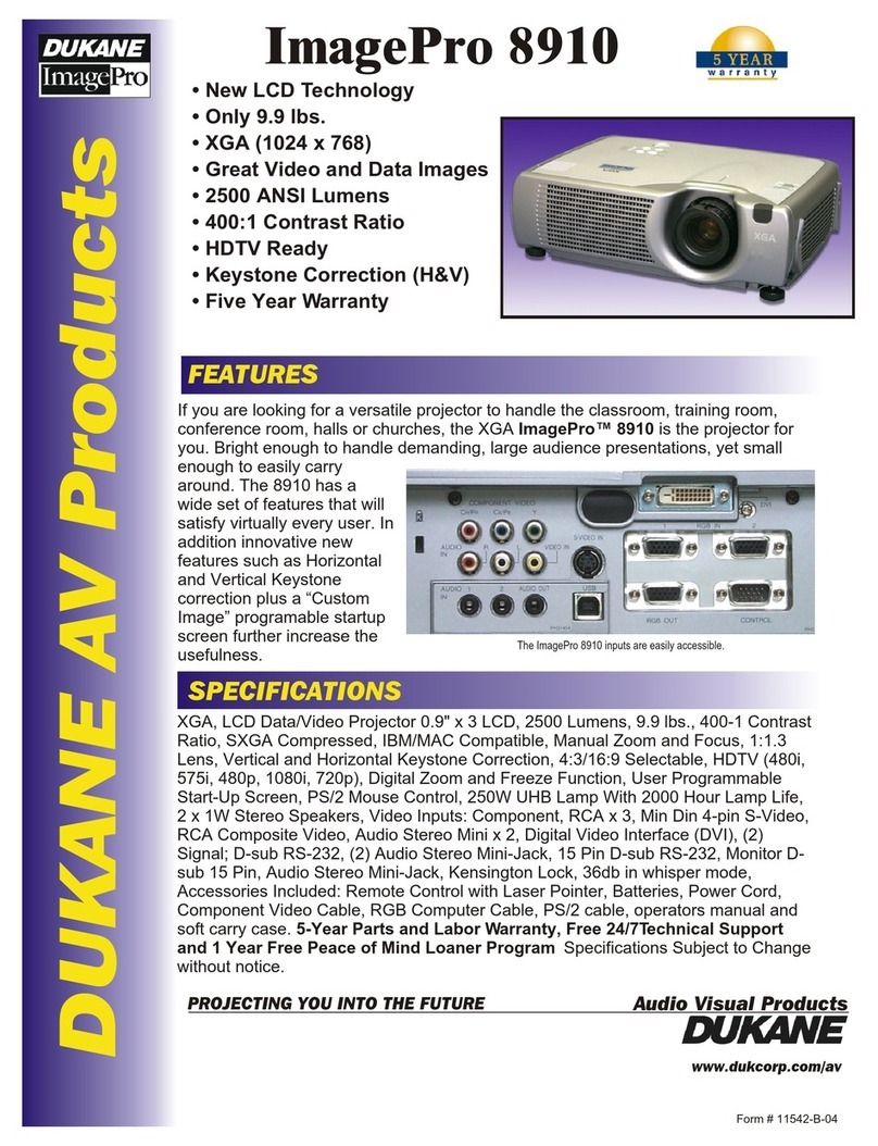 Dukane ImagePro 8910 Specifications