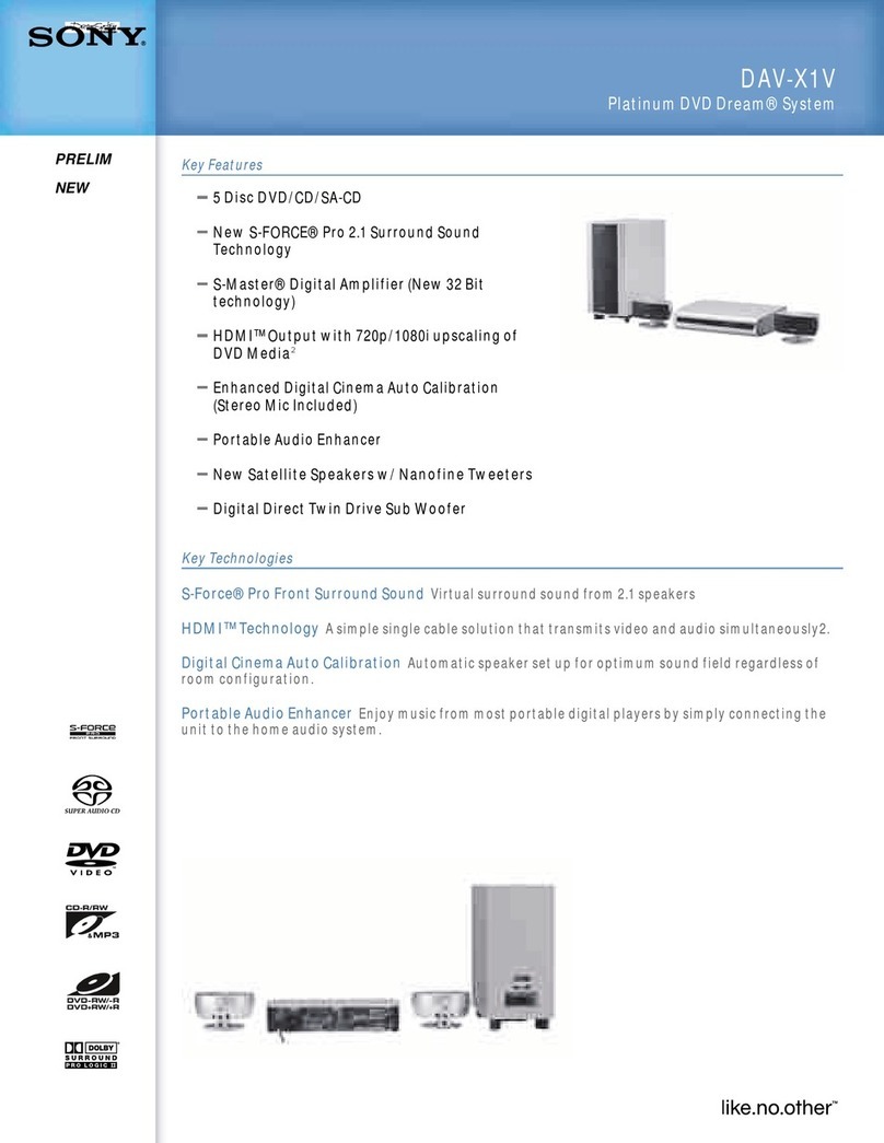 Sony DAV-X1V - 5 Disc 2.1 Channel Platinum Dvd Dream... operating instructions