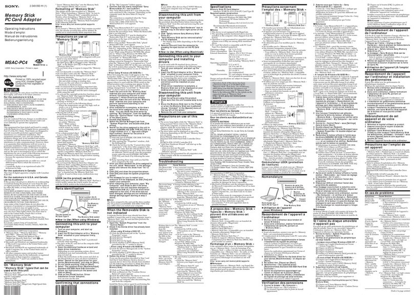 Sony MSAC-PC4 User manual Sony MSAC-PC4 User manual