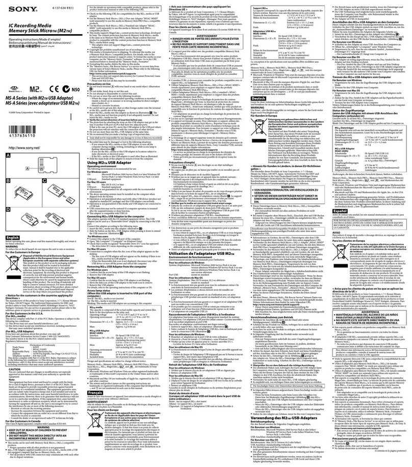 Sony MS-A16GU2 operating instructions Sony MS-A16GU2 operating instructions