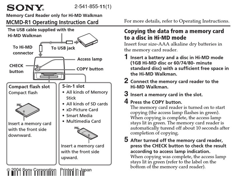 Sony MCMD-R1 Operating Instructions Card (hookup... User manual