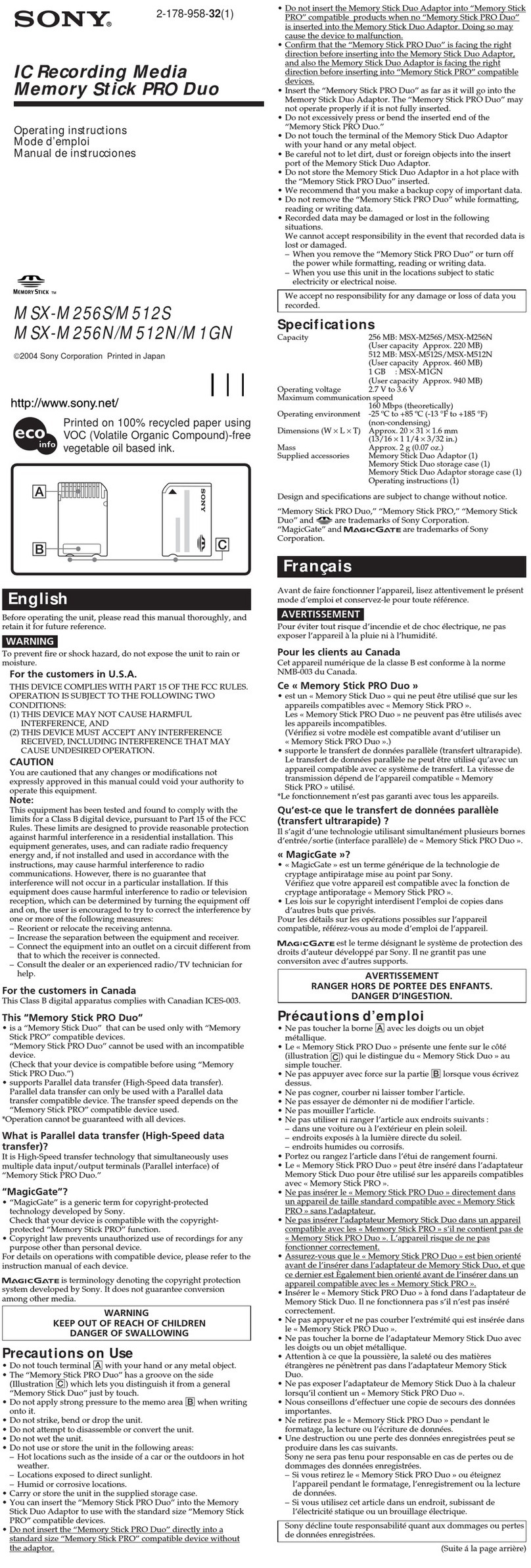 Sony MSX-M1GN User manual Sony MSX-M1GN User manual
