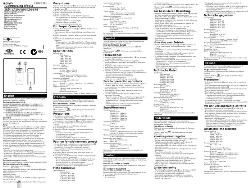 Sony Memory Stick MSA-32A User manual Sony Memory Stick MSA-32A User manual