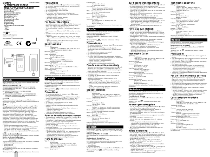 Sony MSA-16A User manual