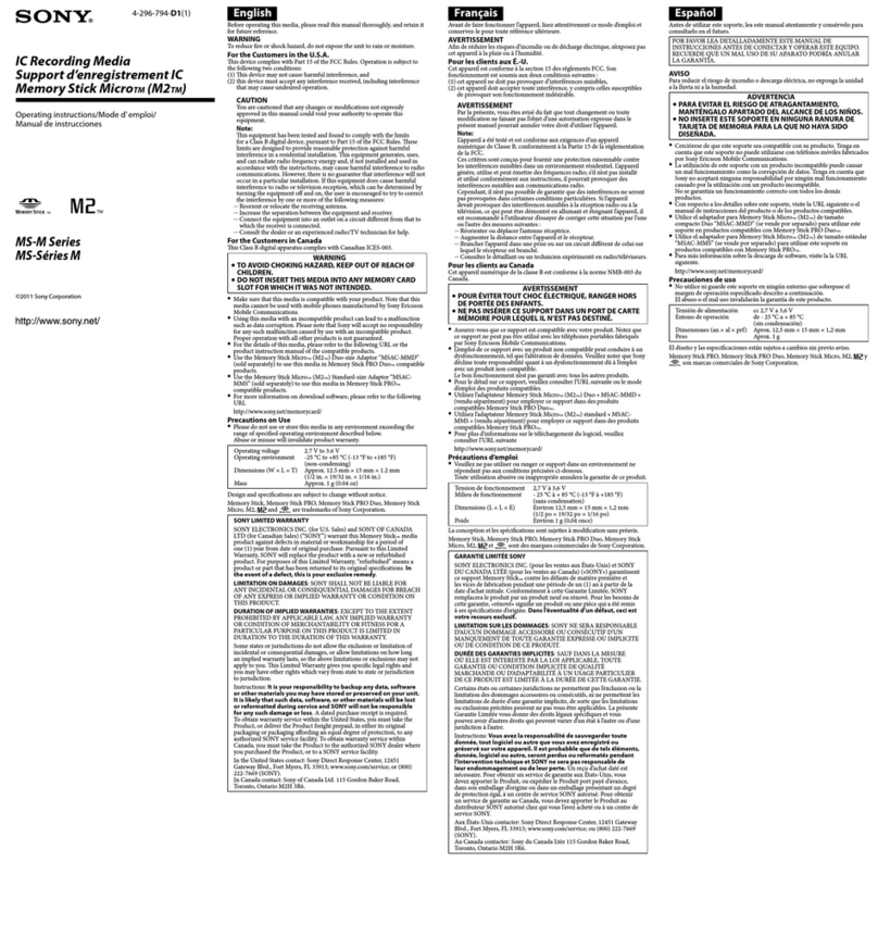 Sony MS-M16/TQ operating instructions
