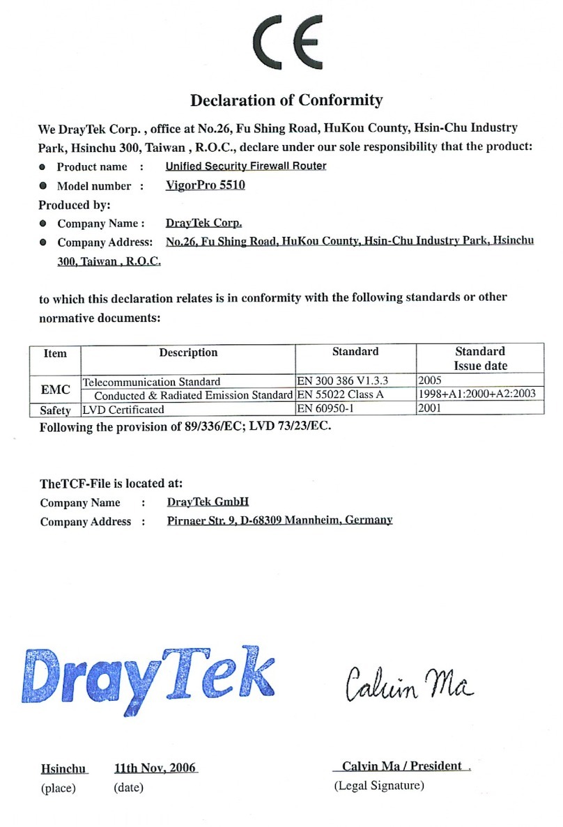 Draytek VigorPro 5510 Series Reference guide