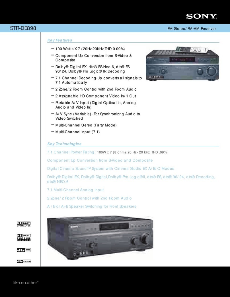 Sony STR-DE898 - Fm Stereo / Fm-am Receiver User manual Sony STR-DE898 - Fm Stereo / Fm-am Receiver User manual