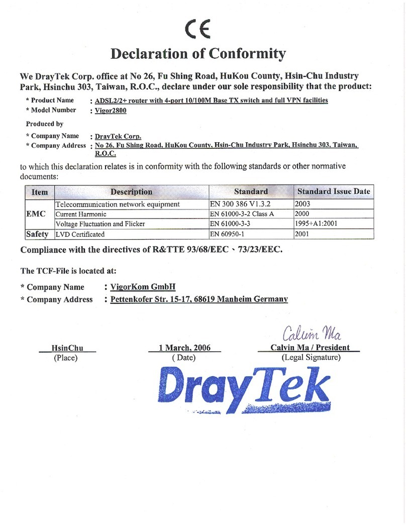 Draytek Vigor 2800 Reference guide