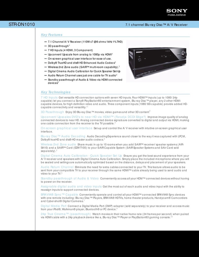 Sony STR-DN1010 - Multi Channel Av Receiver Specifications