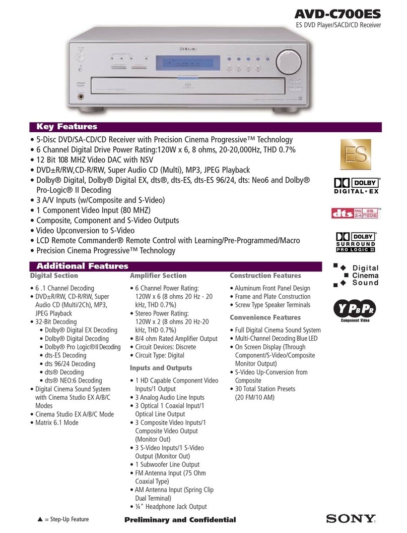 Sony AVD-C700ES - 5 Dvd Changer/receiver Specifications