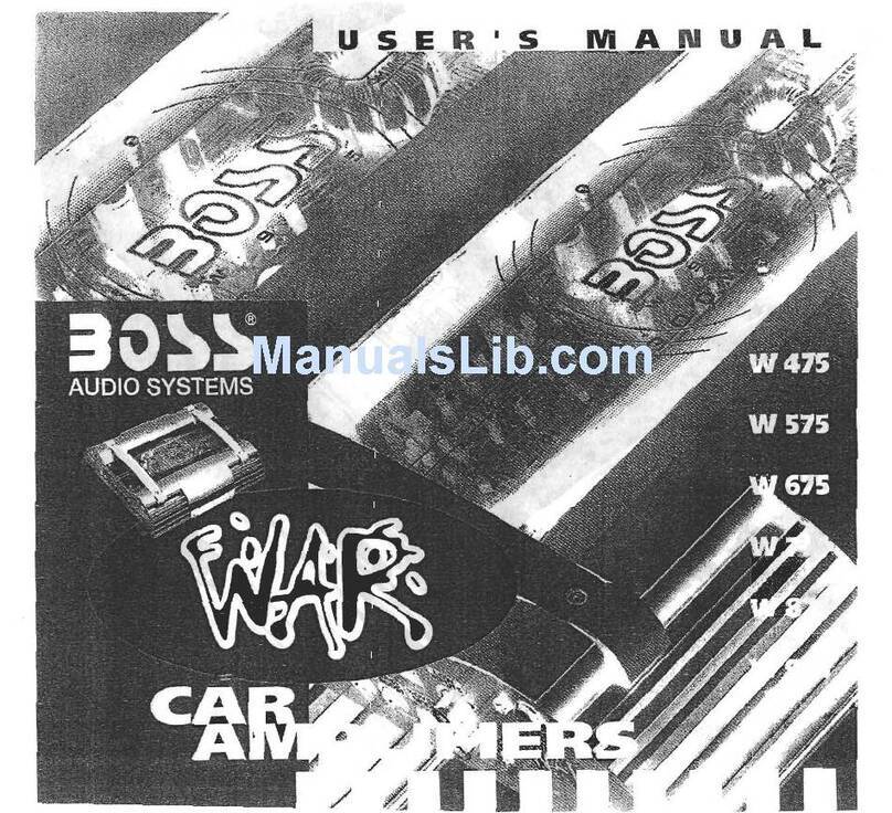 Boss Audio Systems W 475 user guide