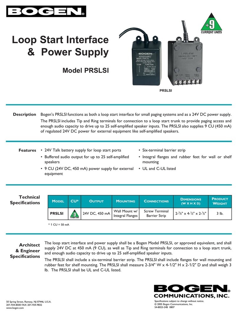 Bogen PRSLSI Specifications
