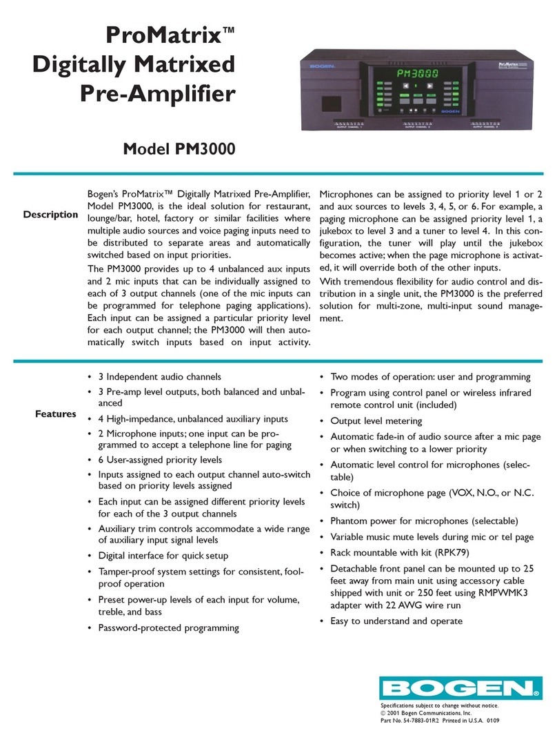 Bogen PM-3000 Specifications