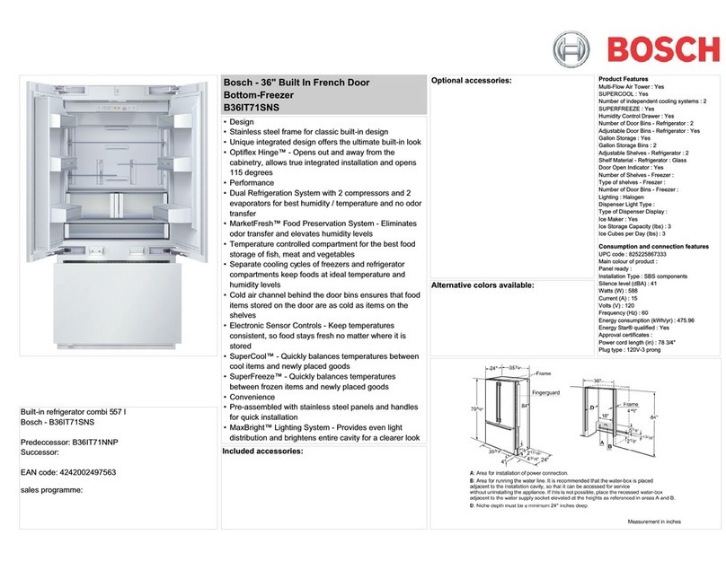 Bosch B36IT71SNS - 20 cu. Ft. Refrigerator User manual