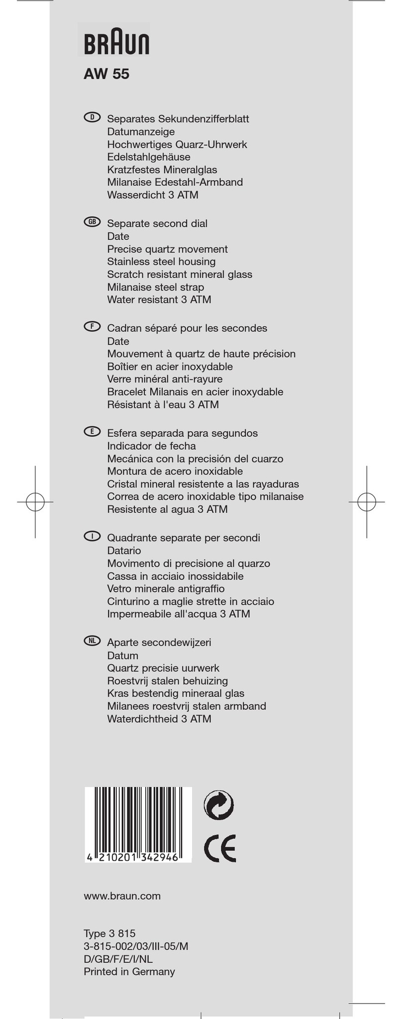Braun AW 55 user guide