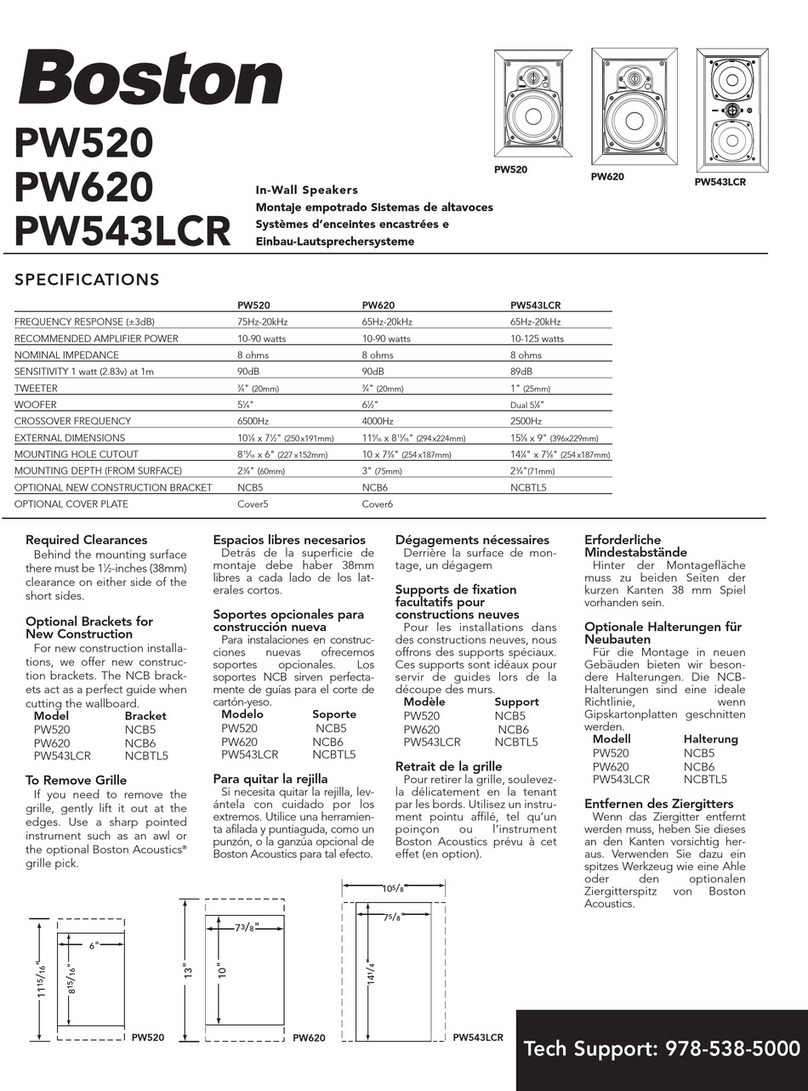 Boston Acoustics PW520 installation instructions