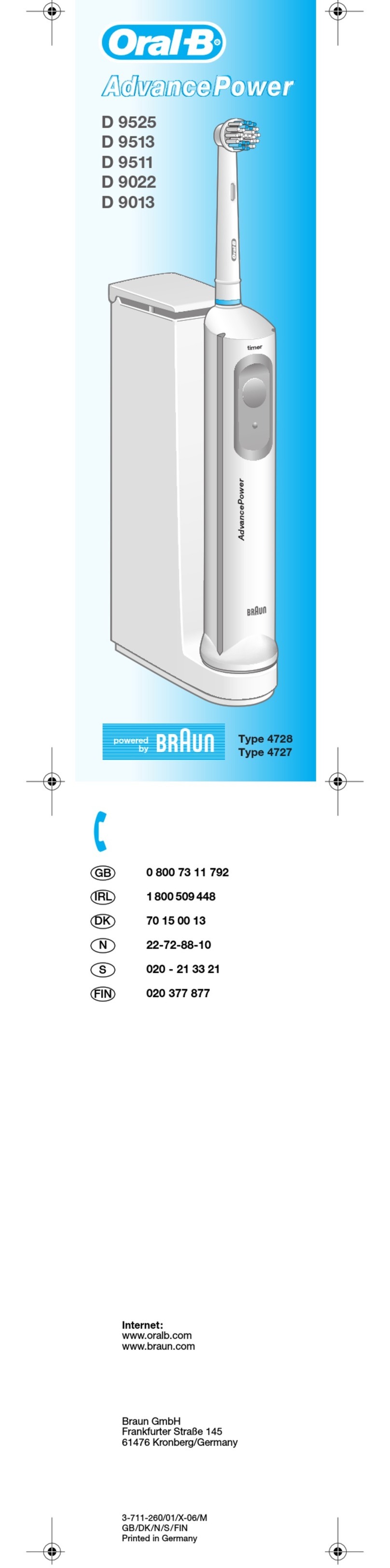 Braun Oral-B Advance Power D 9013 User manual