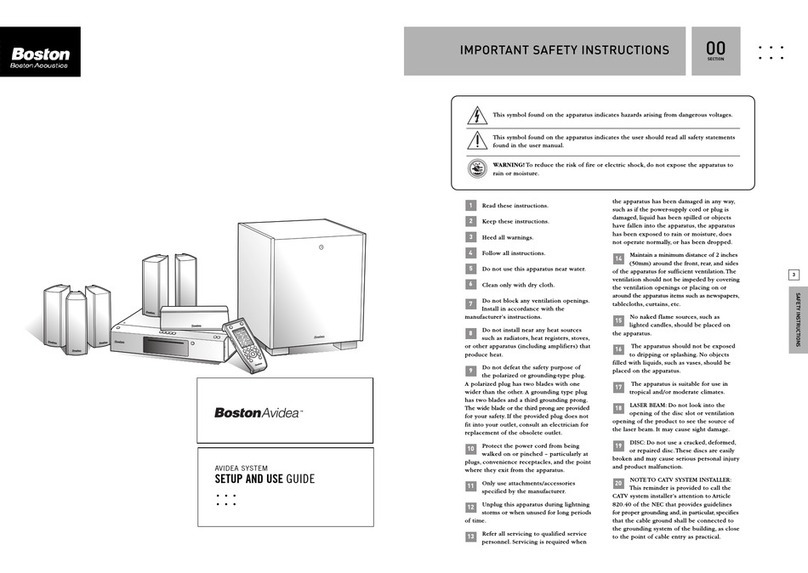 Boston Acoustics Avidea 770 Setup and user guide