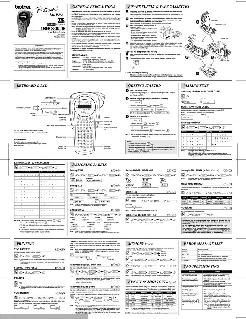 Brother P-Touch GL-100 user manual