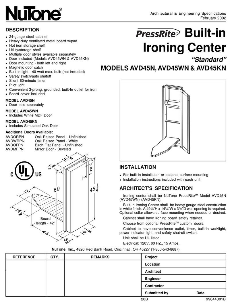 NuTone PressRite AVD45KN Architectural & engineering specifications
