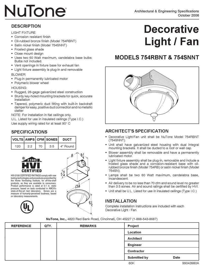 NuTone 754RBNT User manual