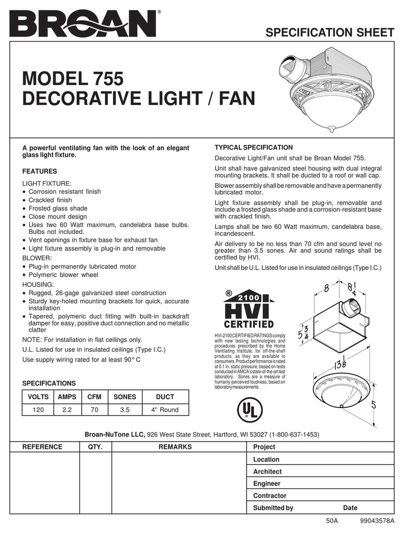 NuTone 755 Specification sheet NuTone 755 Specification sheet