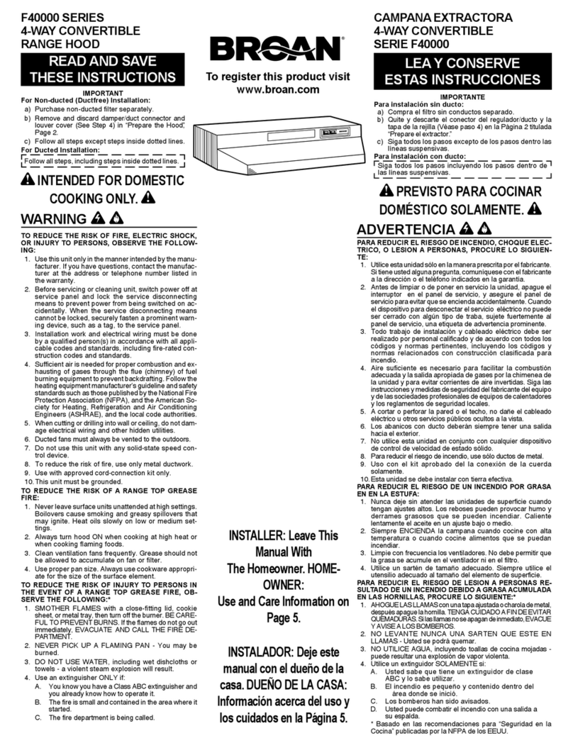 NuTone F402401 User manual