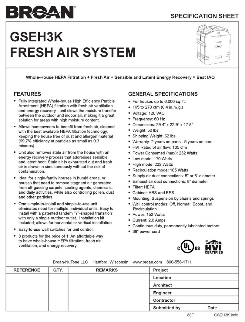 NuTone GSEH3K Specification sheet