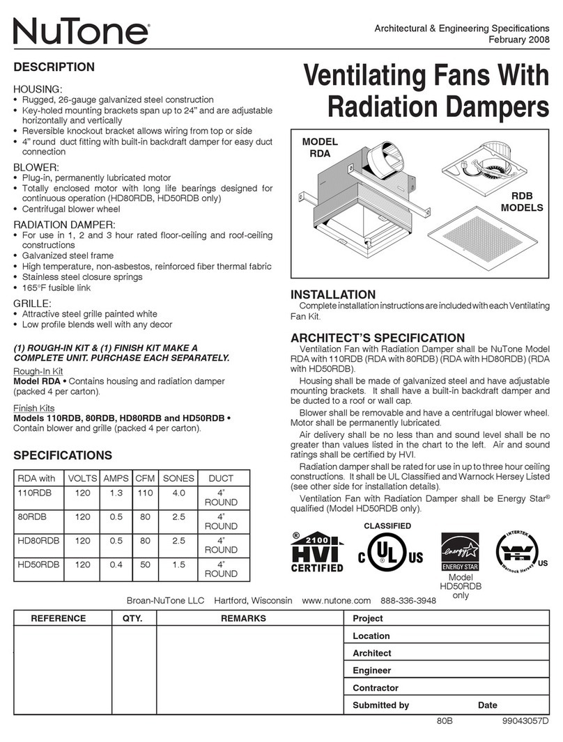 NuTone 110RDB User manual