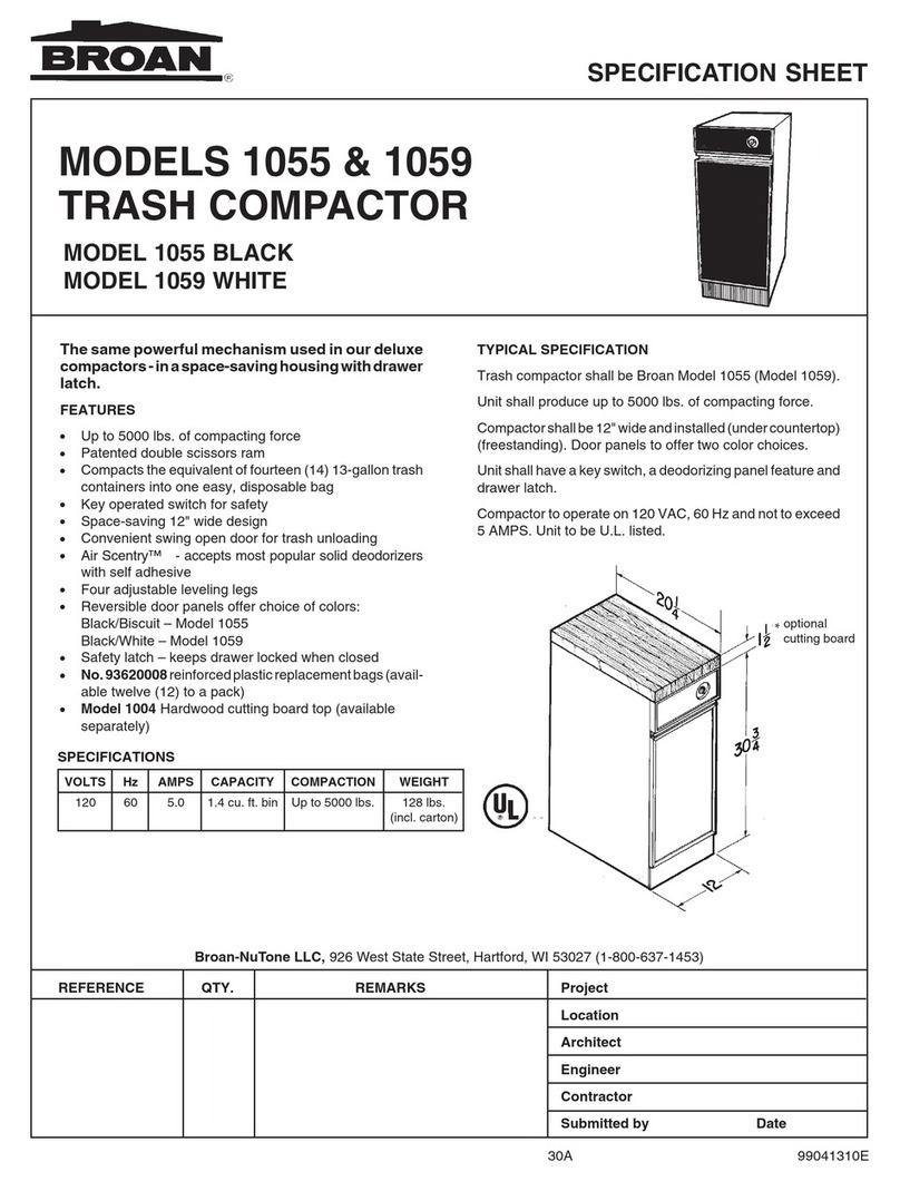 NuTone 1055 Specification sheet