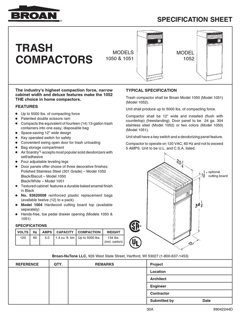 NuTone 1050 Specification sheet