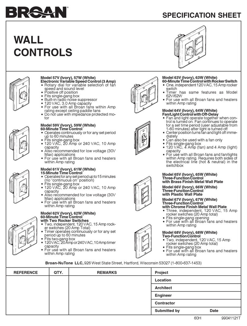 NuTone DH100 Specification sheet