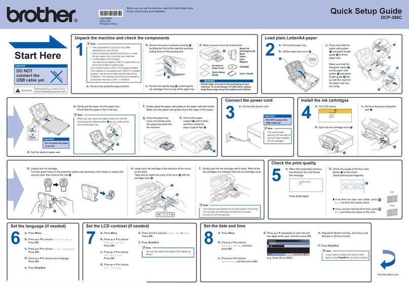 Brother DCP 385C - Color Inkjet - All-in-One Quick setup guide