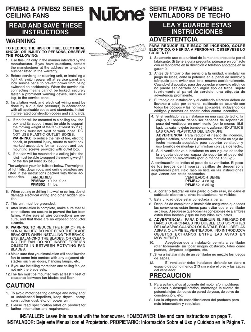 NuTone PFMB-42 User manual