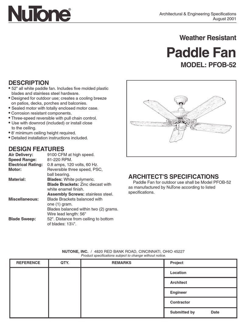 NuTone PFOB-52 Specifications