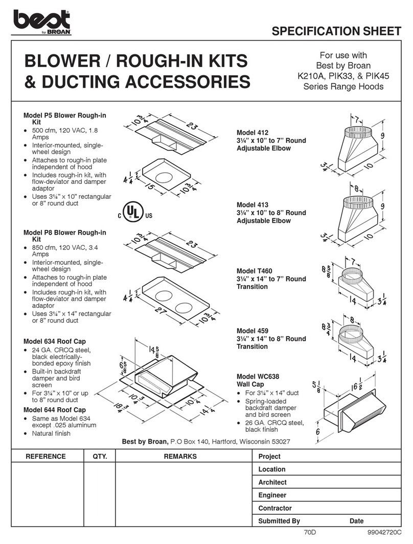 Broan P5 Specification sheet