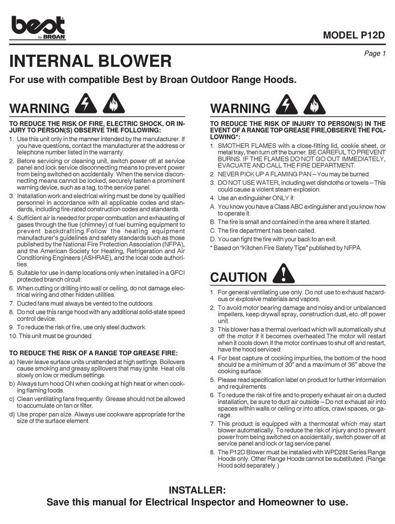 Broan P12D user guide