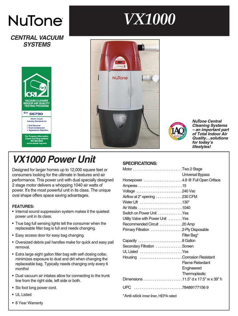 NuTone VX1000 Specifications