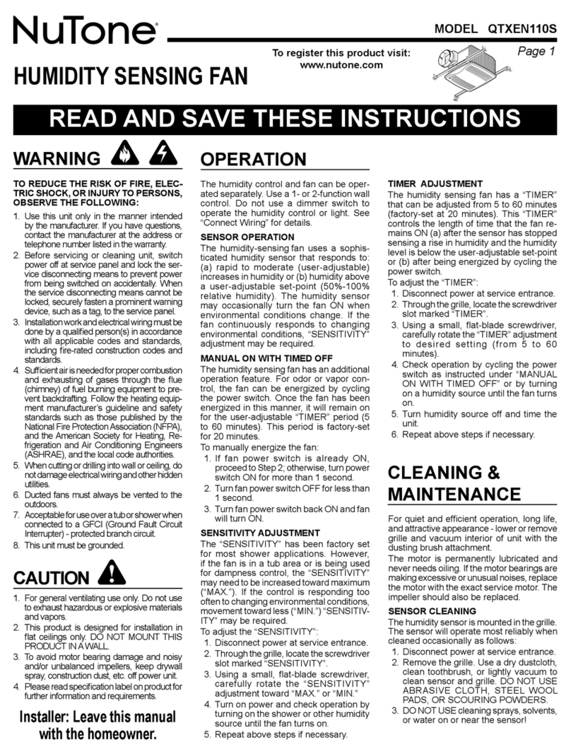 NuTone QTXEN110S User manual