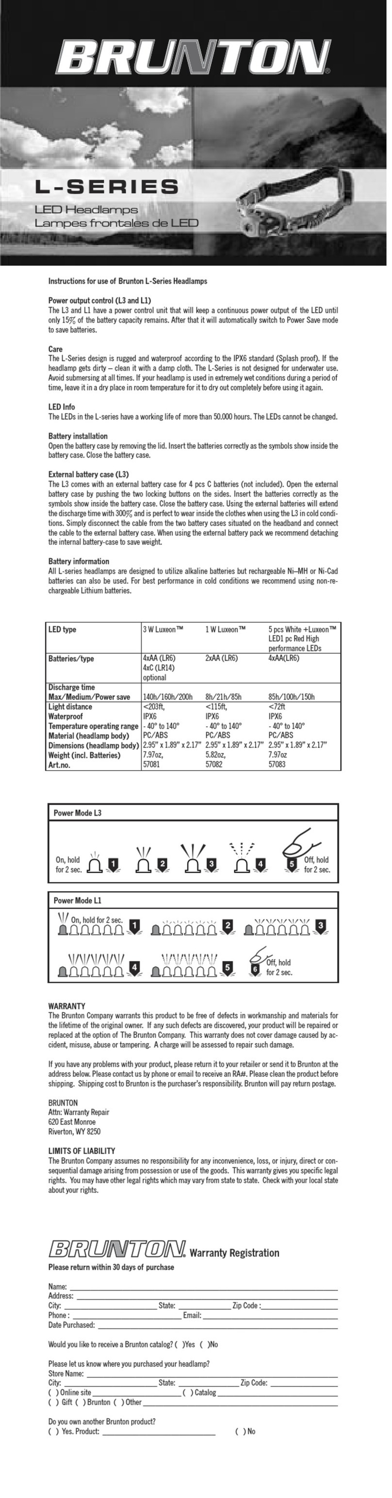 Brunton L1 Instructions for use