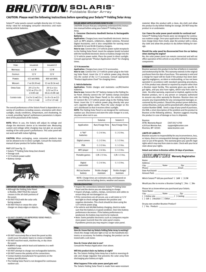 Brunton Solaris 12 instruction manual
