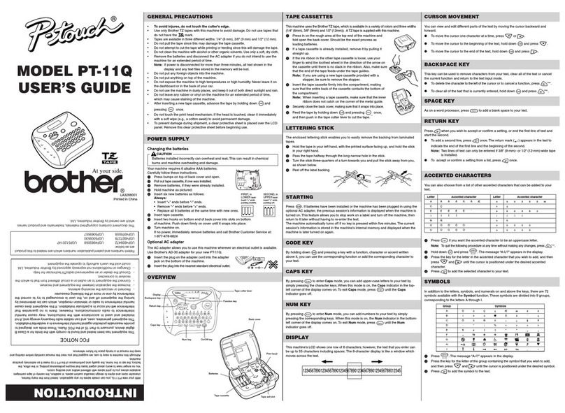Brother P-Touch PT-11Q user guide