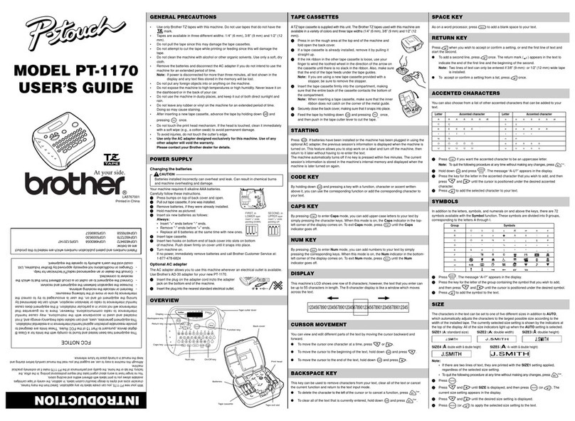 Brother P-touch PT-1170 User manual