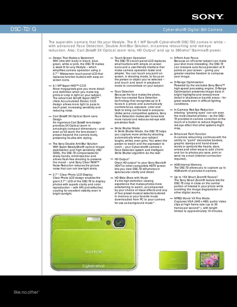 Sony DSC-T2/G Cyber-shot® Specifications