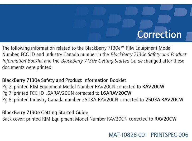 Blackbe;rry 7130E - VERSION 4.1 User manual Blackbe;rry 7130E - VERSION 4.1 User manual