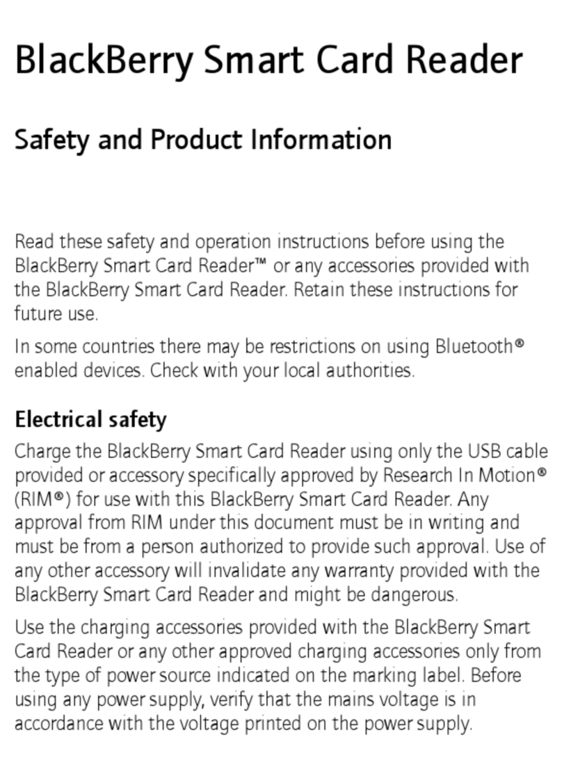 Blackbe;rry Smart Card Reader Safety and product information