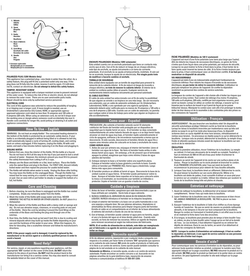 Black & Decker Bistro KT100 Series Installation instructions